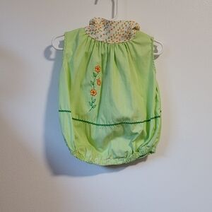 Floral Embroidered Green Baby Romper